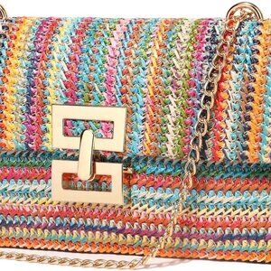 Straw Clutch Purse Crossbody Bag for Women Designer Evening Handbag Casual Summe
